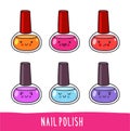Nail polish. Set of cute cartoon doodle character Royalty Free Stock Photo