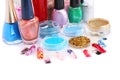 Nail polishes and glitters Royalty Free Stock Photo