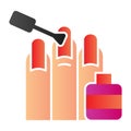 Nail polishing flat icon. Nails painting vector illustration isolated on white. Manicure salon gradient style design