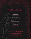 Nail salon. Black luxury template of a poster, a flyer or a price tag. Manicure and pedicure design layout.