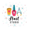 Nail salon manicure studio logo sign polish