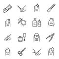 Nail service black vector linear icons set