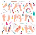 Nail Service Collection Poster Vector Illustration