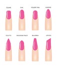 Nail shapes with pink nail polish Royalty Free Stock Photo