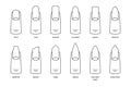 Nail shapes, vector illustration