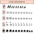 Nail stickers set. Manicure, nail art collection. Printable decorative elements for female fingers