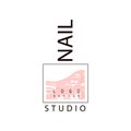 Nail studio logo, creative template for nail bar, manicure saloon, manicurist technician vector Illustration on a white