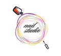 Nail studio. Nail polish logo. Mixed media. vector illustration