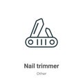 Nail trimmer outline vector icon. Thin line black nail trimmer icon, flat vector simple element illustration from editable other