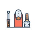 Color illustration icon for Nailpolish, bottle and nail