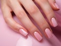 Nails cared for soft hand skin. Beauty treatment