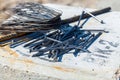 Nails on the concrete slab Royalty Free Stock Photo