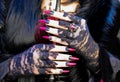 nails with nail polish of a possessed witch during the masquerade party Royalty Free Stock Photo