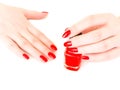 Nails with red varnish