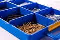 Nails Try Compartments Blue Tools Construction Metal Toolkit Box Royalty Free Stock Photo