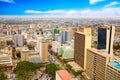 Nairobi, Kenya - August, 2019: Aerial skyline cityscape of Nairobi, The capital of Kenya, Africa