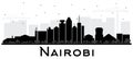 Nairobi Kenya City Skyline Silhouette with Black Buildings Isolated on White