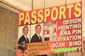 An advertising sign with a portrait of US President Barack Obama for a passport in Nairobi