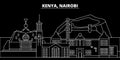 Nairobi silhouette skyline. Kenya - Nairobi vector city, kenyan linear architecture, buildings. Nairobi line travel