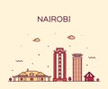 Nairobi skyline Kenya vector city linear style