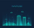 Nairobi skyline Kenya vector city linear style