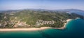 Naithon, Bangtao and Banana Beaches in Phuket, Thailand, High Aerial Drone Shot