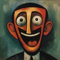 Naive Art Poster: Laughing Man With Witty And Clever Cartoons