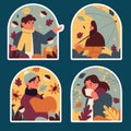 naive autumn stickers collection vector illustration