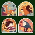 naive autumn stickers collection design illustration