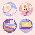 naive back school vector design stickers collection Royalty Free Stock Photo