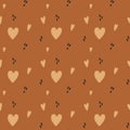 Naive boho brown pattern heart dot