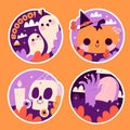 naive halloween stickers collection design illustration