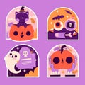 naive halloween stickers collection vector illustration