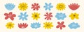 Naive hand drawn colorful flower elements in flat whimsical style for decoration and design Royalty Free Stock Photo