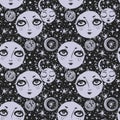 Naive kawaii night space composition seamless pattern.