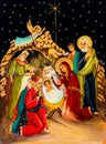 Naive Painting of Birth of Jesus Christ, Nativity