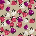 Naive pink strawberries seamless pattern
