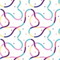 Naive seamless squiggle pattern with bright pink and purple yellow wavy lines on a light background. Creative abstract Royalty Free Stock Photo