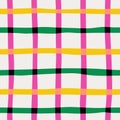 Naive seamless vibrant checkered pattern in doodle style on a light background. Bright minimalistic Contemporary graphic bauhaus