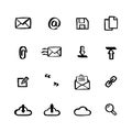 Naive style icon set. Mail services Doodle ink style Set of icons. Vector hand drawn line icons.