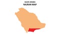 Najran map highlighted on Saudi Arabia map. Najran map on Saudi Arabia Royalty Free Stock Photo
