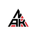 NAK triangle letter logo design with triangle shape. NAK triangle logo design monogram. NAK triangle vector logo template with red Royalty Free Stock Photo