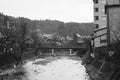 Nakabashi Bridge in black and white photo