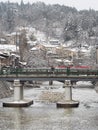 Nakabashi Bridge of Hida-Takayama old town in Chubu region.