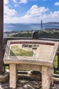 Information sign on the Agaiteida bridge which means East Sun on the Hanta road near the North Nakagusuku Castle in Okinawa Island