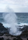 Nakalele Blowhole on north coast of Maui erupts Royalty Free Stock Photo