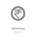 Nakatheng icon. Thin linear nakatheng outline icon isolated on white background from india and holi collection. Line vector