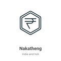 Nakatheng outline vector icon. Thin line black nakatheng icon, flat vector simple element illustration from editable india and