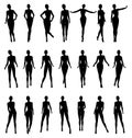 Naked Female Silhouette Fashion Model Pose Set Royalty Free Stock Photo