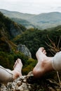 Naked legs of a mountain hiker